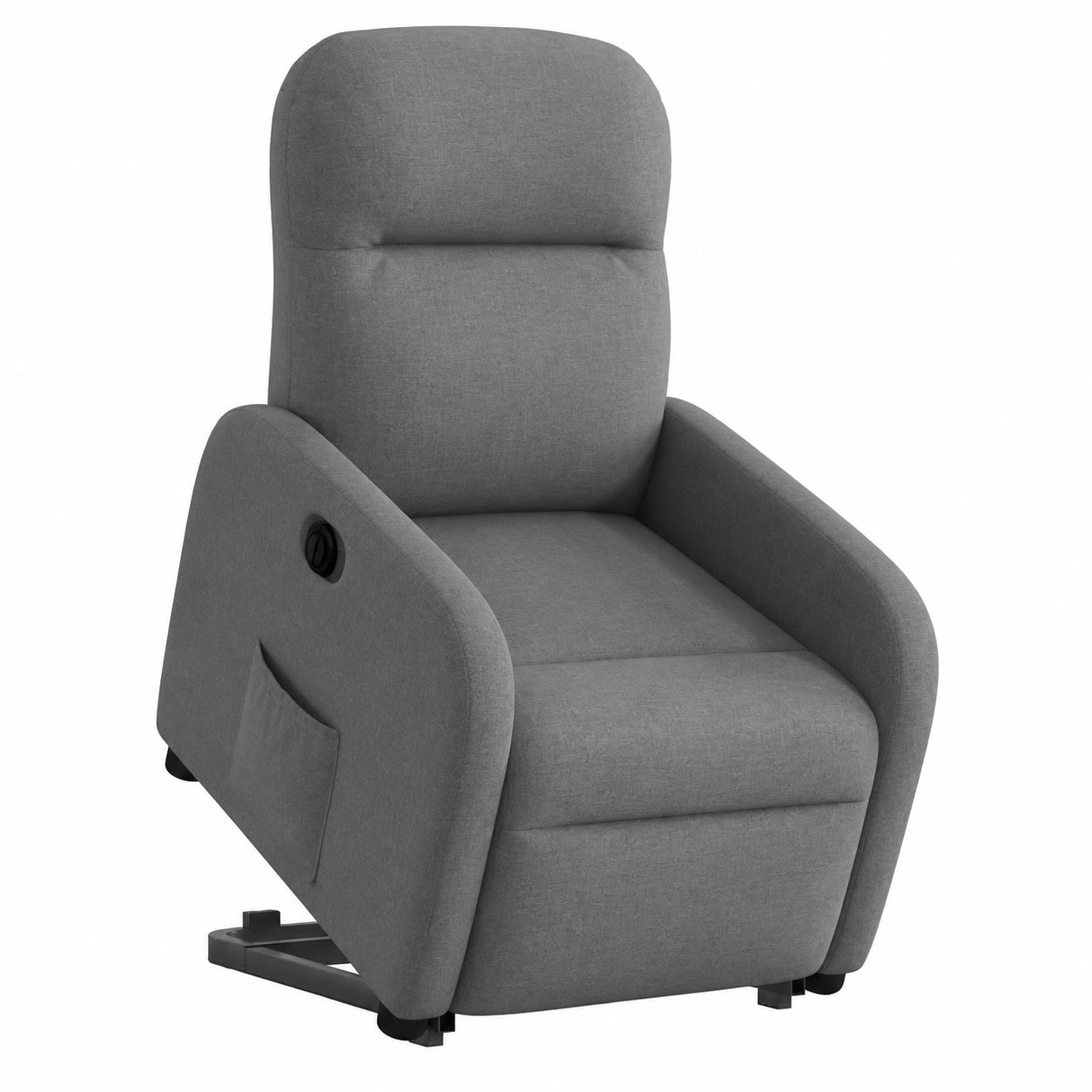 Poltrona elettrica reclinabile moderna in tessuto grigio scuro, 66 x 88 x 95 cm, comoda per TV e lettura con funzione di sollevamento