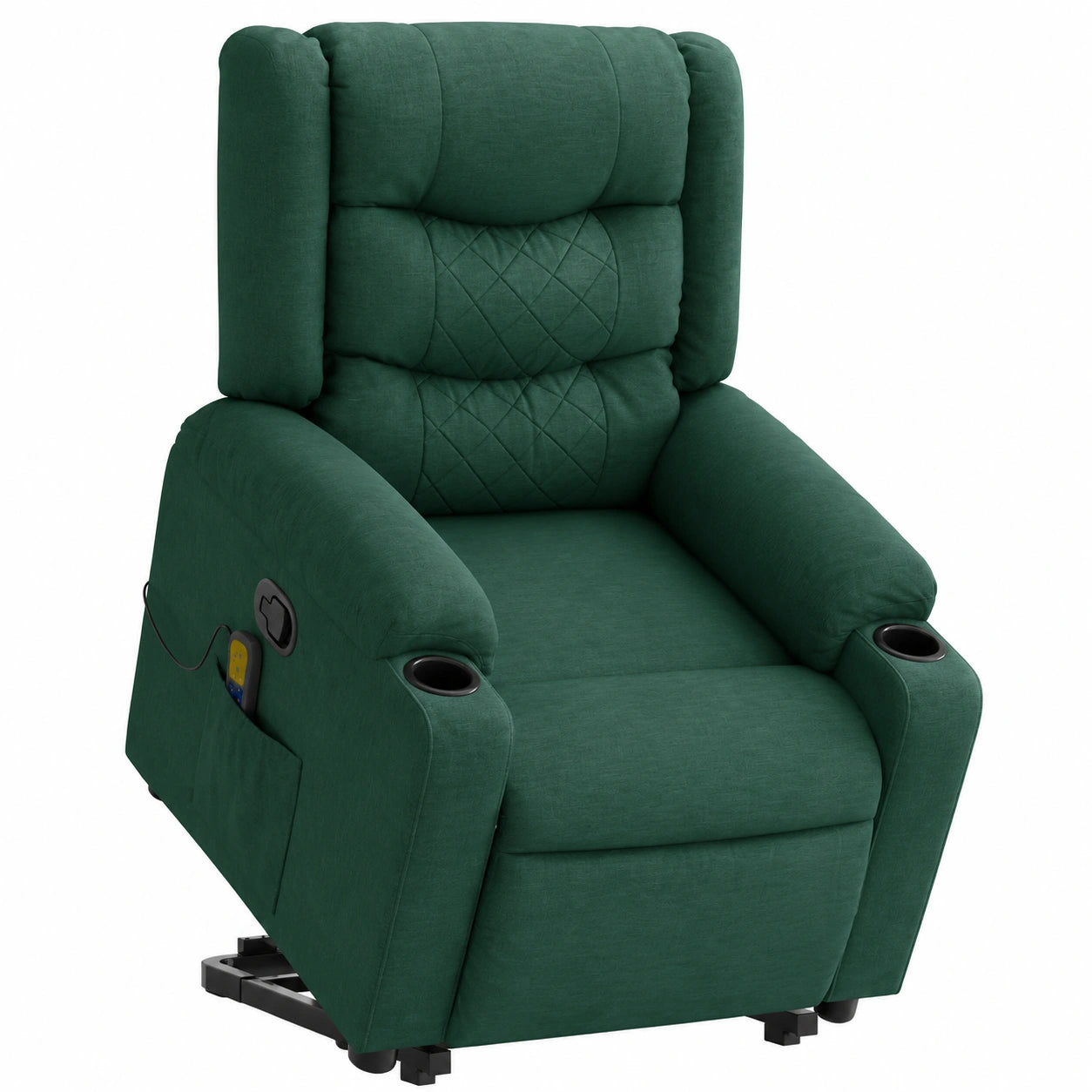 Poltrona Relax Elettrica Massaggiante Verde Scuro con Sollevamento e Supporto
