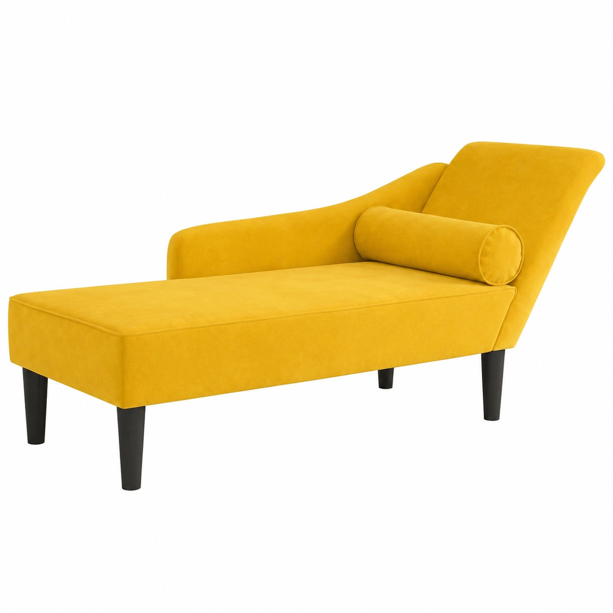 Chaise longue gialla in velluto con cuscino, multifunzione per soggiorno