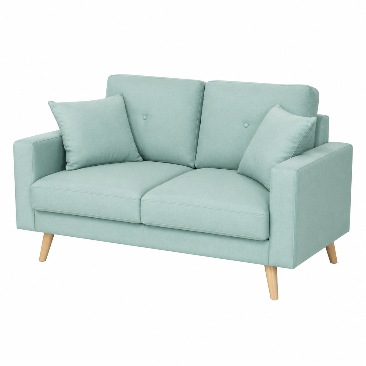Divano 2 posti in Velluto Verde Tiffany con Gambe in Legno - Modello Cloe