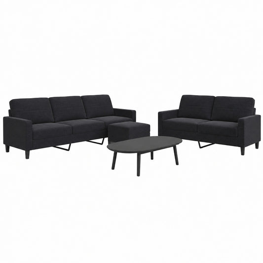 Set Divani Modulari in Velluto Nero con Struttura in Metallo, Elegante e Confortevole