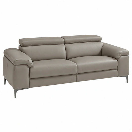 Divano Relax 2 Posti in Pelle Grigio Scuro con Funzione Elettrica