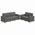 Set Divani 2 Pezzi in Poliestere Grigio Scuro con Cuscini, Struttura Legno e Metallo, Ideale per Soggiorno e Ufficio