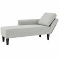 Poltrona Chaise Longue in Velluto con Cuscino, Bracciolo Destro, Grigio Chiaro