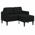 Divano Angolare a 2 Posti con Chaise Longue, Nero, Tessuto Elegante