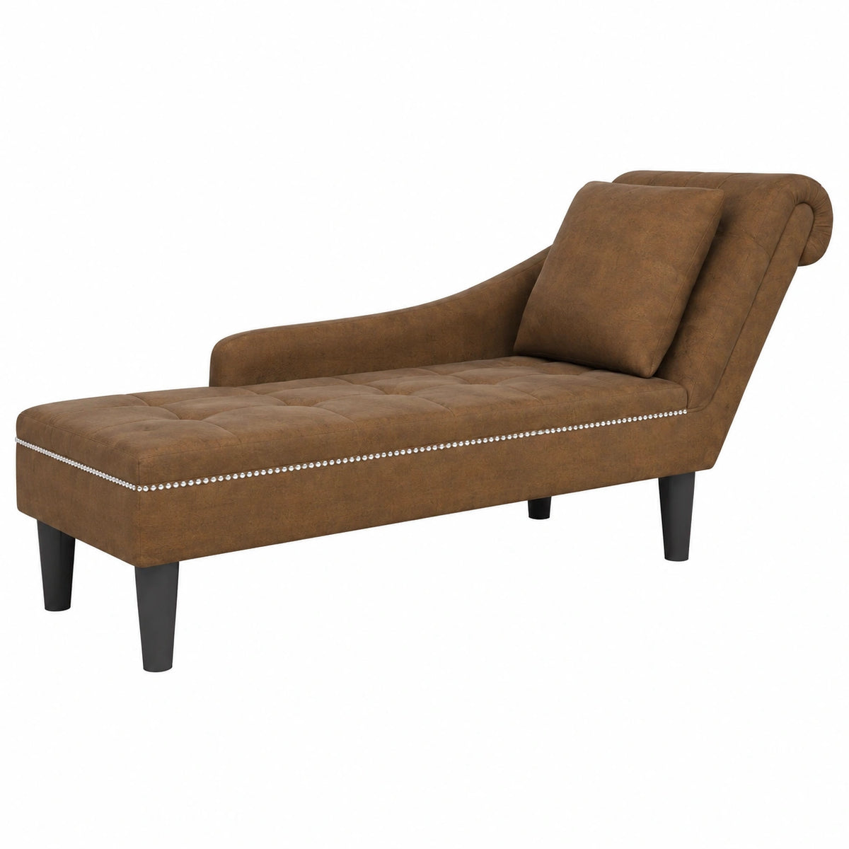Chaise Longue VidaXL in Similpelle Marrone con Cuscino e Bracciolo