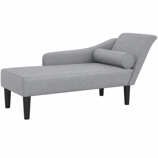 Divano Letto Chaise Longue con Cuscini Grigio Chiaro in Tessuto