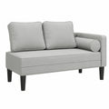 Divano Letto Chaise Longue in Velluto Grigio Chiaro con Cuscini