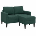 Divano Letto 2 Posti con Chaise Longue in Velluto Verde Scuro 125 cm