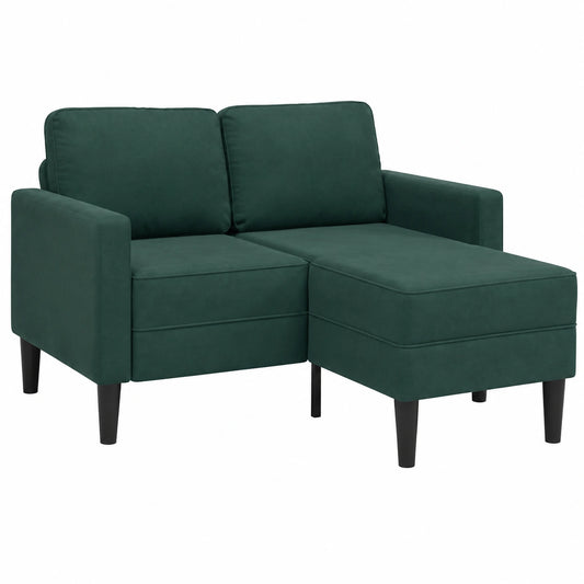 Divano Letto 2 Posti con Chaise Longue in Velluto Verde Scuro 125 cm