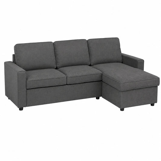 Divano Letto Angolare con Contenitore e Chaise Longue Grigio Scuro - Modello Kennedy