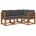 Set Divani da Giardino in Rattan con Cuscini, 4 Pezzi, Naturale e Antracite
