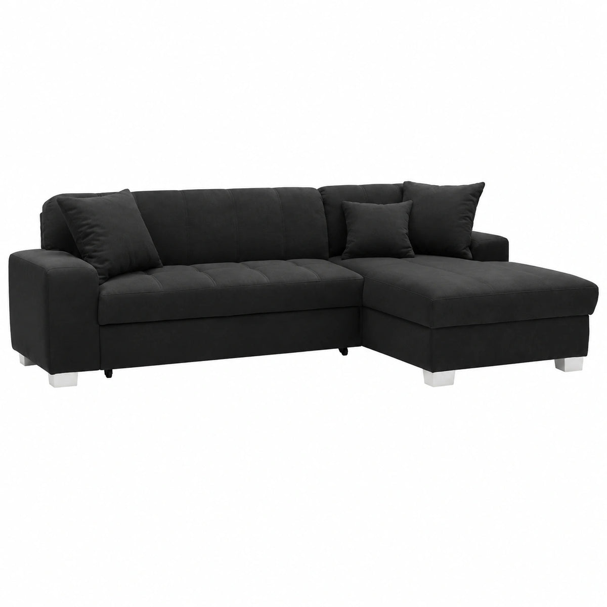 Divano Angolare Capri in Pelle Nera, 239x152x75 cm