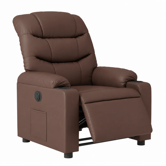 Poltrona Relax Elettrica Moderno in Ecopelle Marrone per Soggiorno