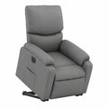 Poltrona reclinabile elettrica in ecopelle grigia con funzione alzapersona, telaio robusto, comfort per salotto e camera da letto