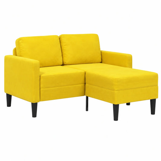 Divano Angolare 2 Posti con Chaise Longue in Velluto Giallo 125 cm