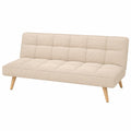Divano Letto 3 Posti in Velluto Beige con Piedini in Legno
