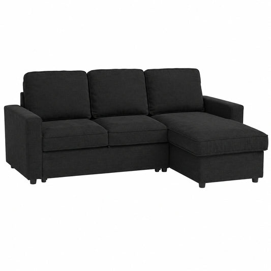 Divano Letto Angolare SAMIRA con Contenitore e Chaise Longue Nera - Modello Kennedy
