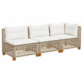 Divano da Giardino 3 Posti in Polyrattan Beige con Cuscini - Modulare e Confortevole