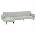 Divano Letto Angolare in Velluto Grigio Chiaro 275x140x70 cm con Chaise Longue e Funzione Estensibile