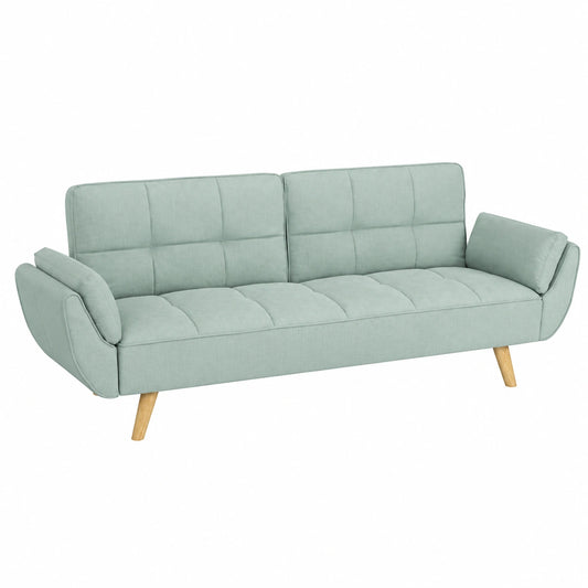 Divano Letto 3 Posti Verde Tiffany con Piedi in Legno - Modello Ambra
